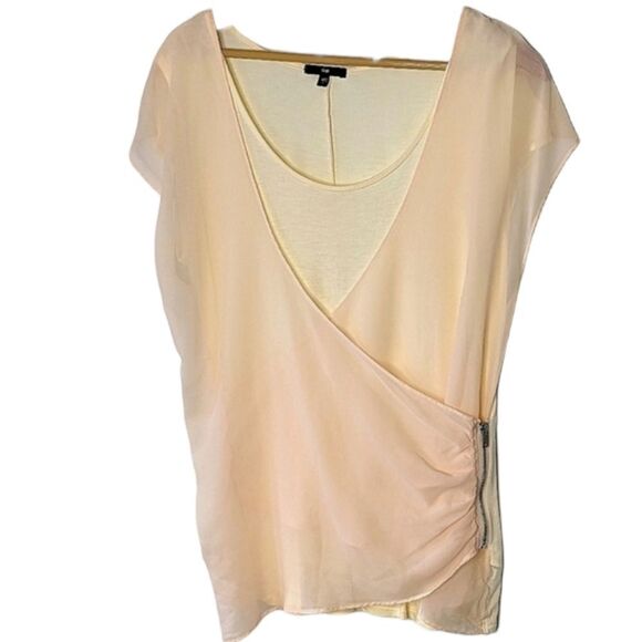 GAP Peach Chiffon Two Layer V-neck Blouse size L - Picture 1 of 13